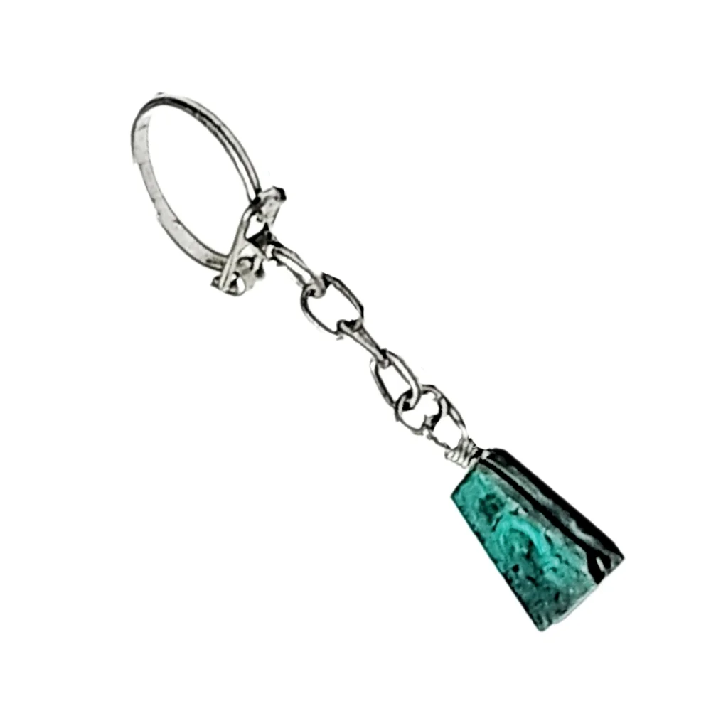 Green Stone Keyholder | Silver Tone Chain | Natural Stone Look
